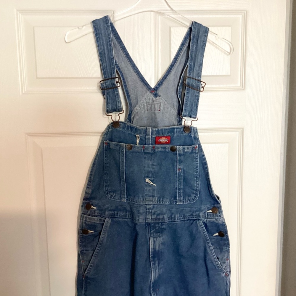 Dickies Medium Blue Relaxed Denim Overalls - Picture 2 of 9